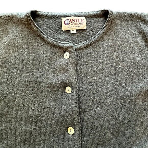 Castle of Ireland Womens Cardigan Sweater Merino Wool Angora Medium Vtg Flaws - Picture 3 of 16